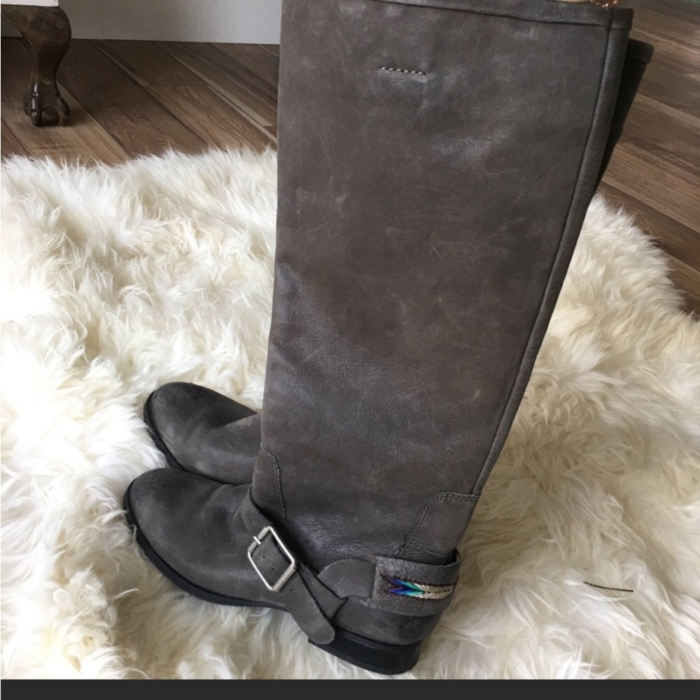 Lucky Brand distressed beaded boots 8.5